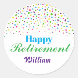 Custom Modern farbenfrohe Konfetti Happy Retiremen Runder Aufkleber