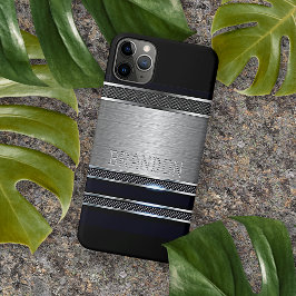 Custom Modern Faux Shiny Metal Stripes Pattern Case-Mate iPhone Hülle