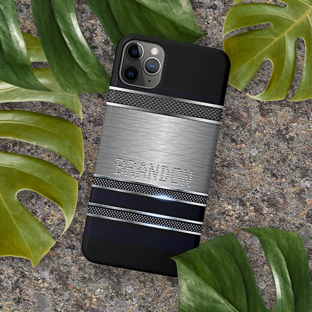 Custom Modern Faux Shiny Metal Stripes Pattern Case-Mate iPhone Hülle (Von Creator hochgeladen)