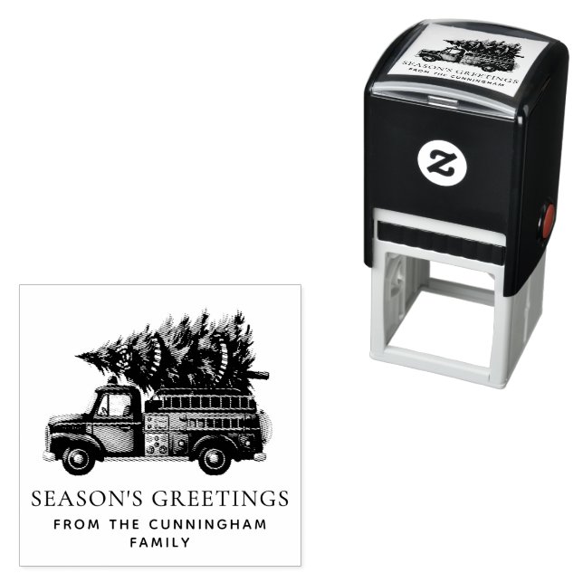 Custom Modern Firefighter Christmas Fire Truck  Permastempel (Beispiel)