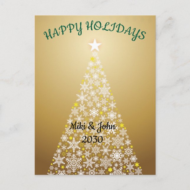 Custom Modern Fox Gold Weihnachten Urlaub Postkart (Vorderseite)