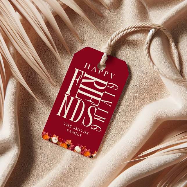 Custom Modern Friendsgiving Fall Elegante Gefallen Geschenkanhänger (Von Creator hochgeladen)