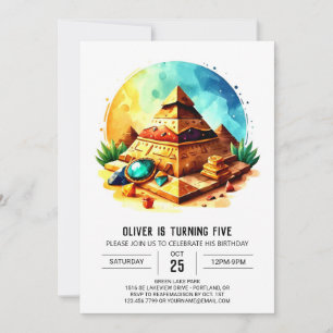 Custom Modern Gold Pyramids Geburtstag Einladung