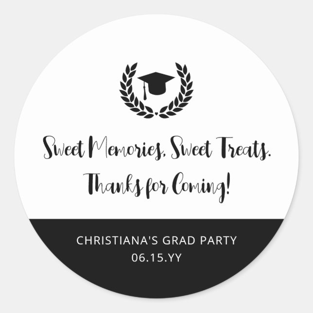 Custom Modern Graduation Party Favoriten Vielen Da Runder Aufkleber (Vorderseite)