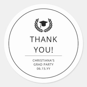 Custom Modern Graduation Party Vielen Dank Runder Aufkleber