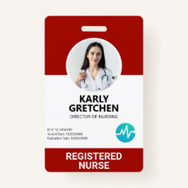 Custom Modern Hospital Employee Foto ID Card Red Ausweis