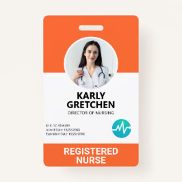 Custom Modern Hospital Employee Foto ID Orange Ausweis