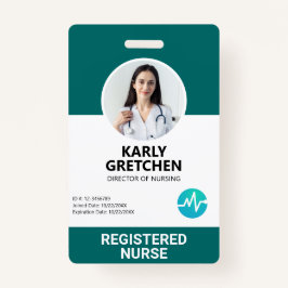 Custom Modern Hospital Mitarbeiter Foto ID Green Ausweis