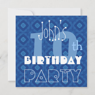 Custom Modern Kid's 10. Geburtstag Blue Diamond Y1 Einladung