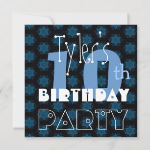 Custom Modern Kid's 10. Geburtstag Blue Stars Y112 Einladung