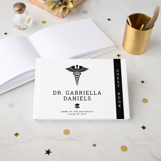 Custom Modern Medical School Doctor Graduation Gästebuch (Vorderseite Offen)