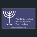 Custom Modern Menorah White Navy Gold Grafik Rechteckiger Aufkleber<br><div class="desc">Moderne Menorah White Navy Gold Grafik Sticker. Marine,  weiß,  Gold. Übertragbar und anpassbar.</div>