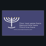 Custom Modern Menorah White Navy Gold Grafik Rechteckiger Aufkleber<br><div class="desc">Moderne Menorah White Navy Gold Grafik Sticker. Marine,  weiß,  Gold. Übertragbar und anpassbar.</div>