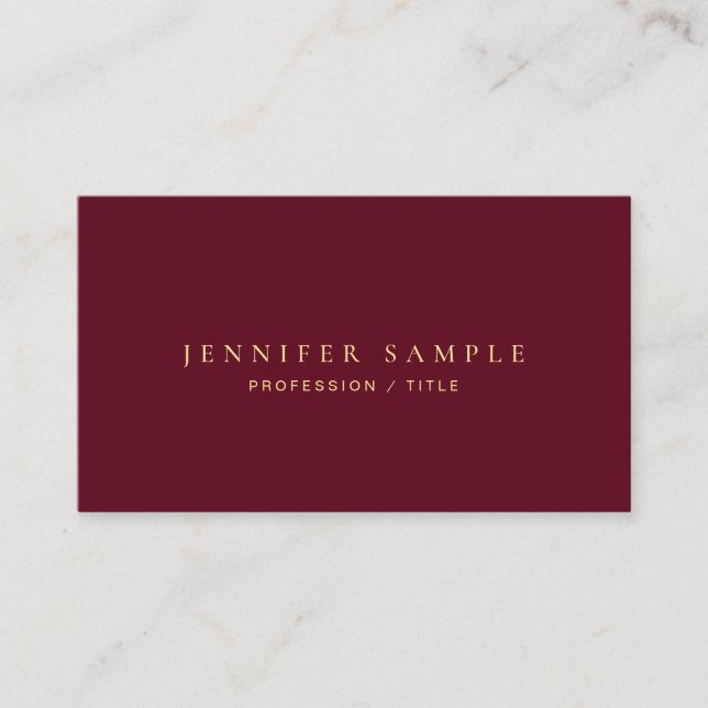 Custom Modern Minimalist Elegant Luxury Bordeaux Visitenkarte (Vorderseite)