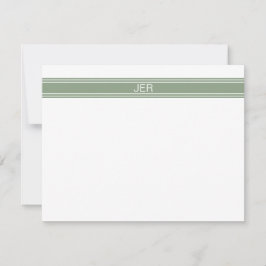 Custom Modern Minimalist Sage Green Monogram Mitteilungskarte