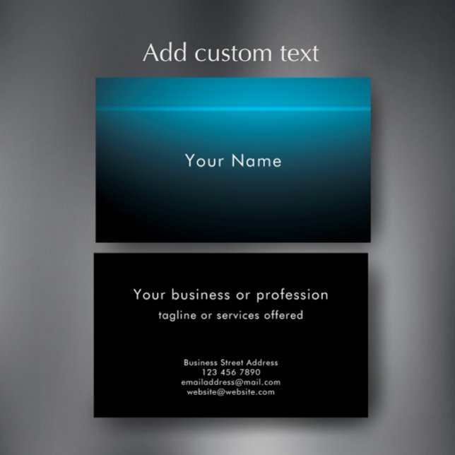 Custom Modern Minimalist Technology Professional Visitenkarte (Customize this professional business card template for a modern blue and black stylish contact card.)