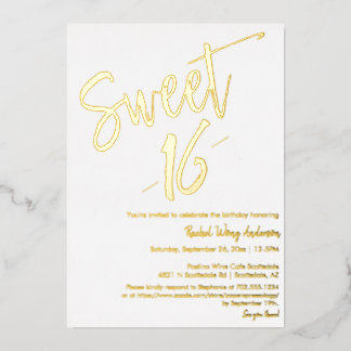 Custom Modern Minimalistisch Sweet 16 Birthday Gol Folieneinladung