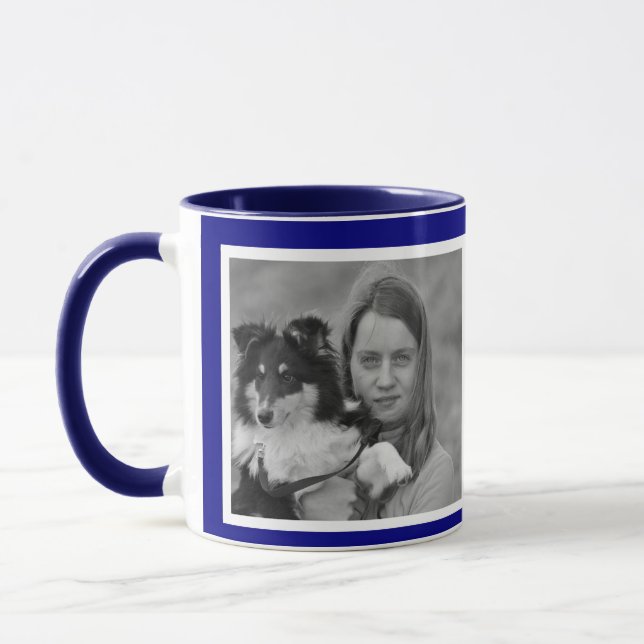 Custom Modern Navy 2 Foto Collage Tasse (Links)