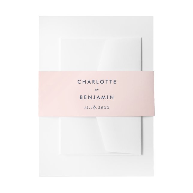 Custom Modern Navy Blue and Blush Wedding Einladungsbanderole (Vorderseite Beispiel)