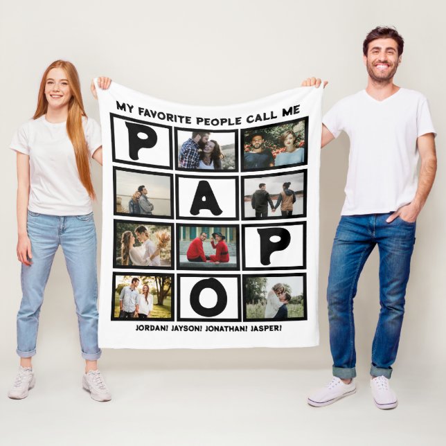 Custom Modern Opa Papa 8 FotoCollage Fleecedecke (Beispiel)