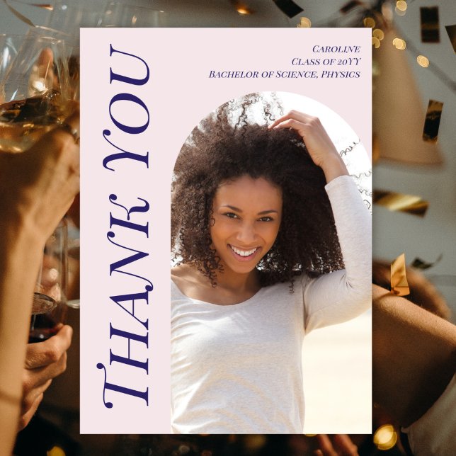 Custom Modern Pink Abschluss 2025 Arch Foto Dankeskarte (Von Creator hochgeladen)