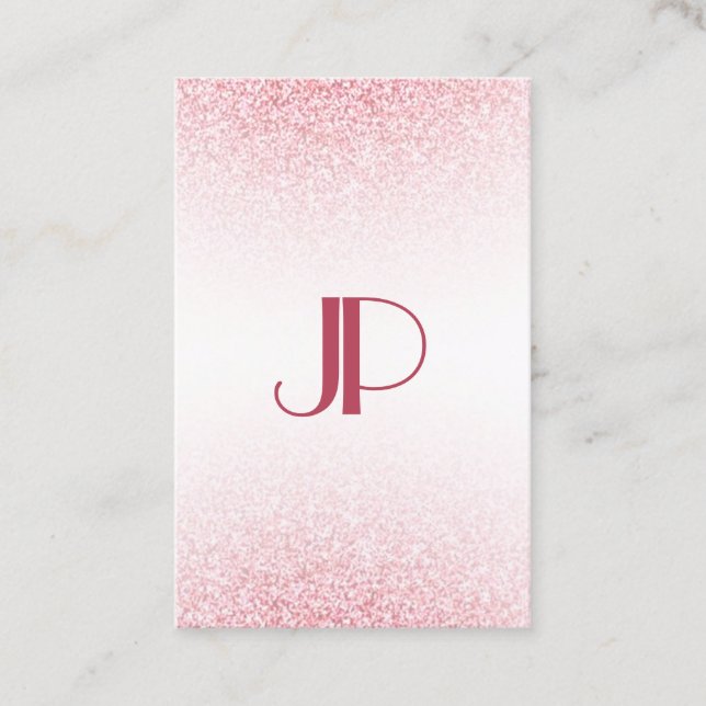 Custom Modern Pink Rose Gold Glitzer Elegante Visitenkarte (Vorderseite)