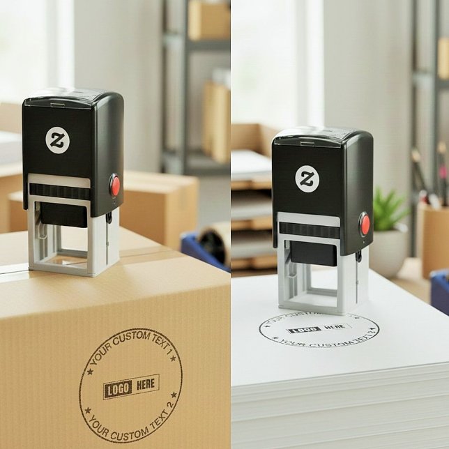 Custom Modern Round Business Logo & Text Seal Permastempel (custom logo stamp for packaging, self inking round business seal, small business branding tools, )