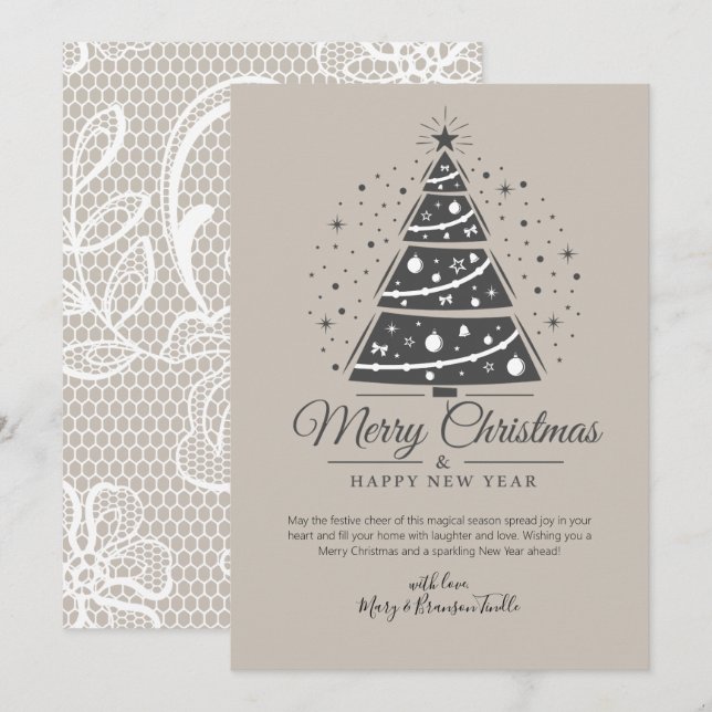Custom Modern Script Lace Muster Tree Weihnachten (Vorne/Hinten)