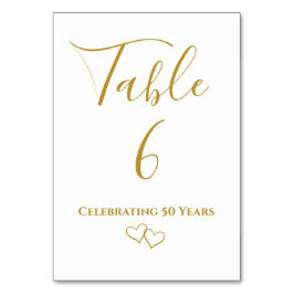 Custom Modern Simple Golden 50-jähriges Party Tischnummer