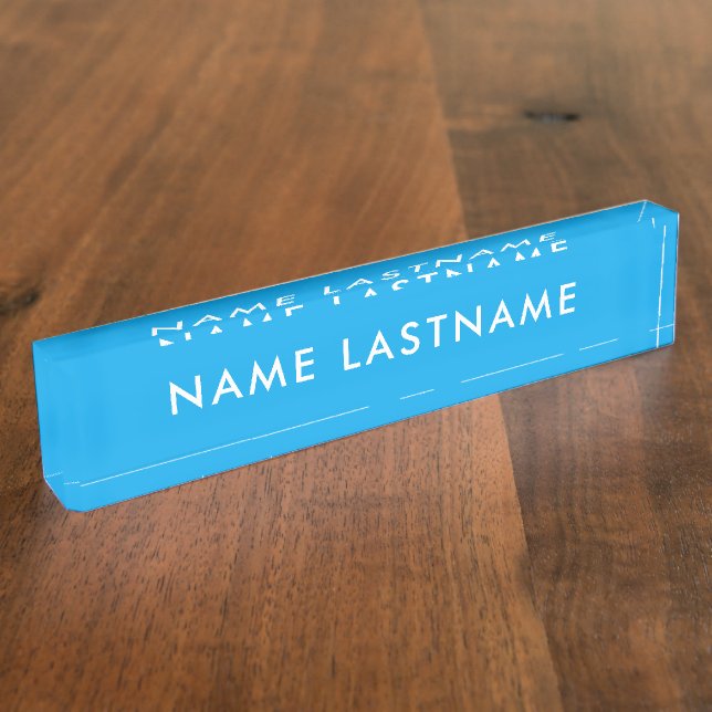 Custom Modern Sky Blue Simple Basic Minimalistisch Namensplakette (Seite)