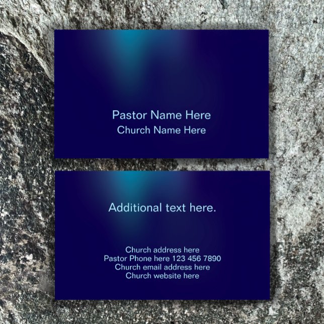 Custom Modern Stylish Christlich Church Pastor Visitenkarte (Unique custom business card template. Modern cool blue gradient. 
)