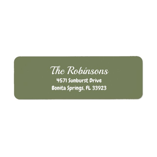 Custom Modern Stylish Sage Green Address Label (Vorne)