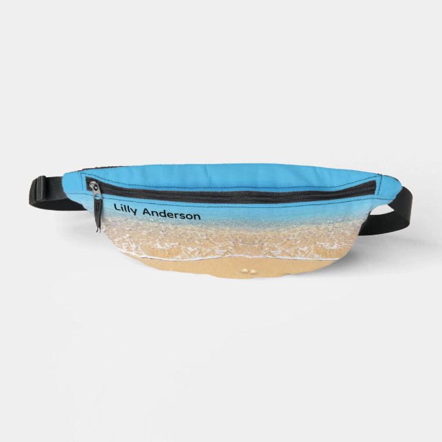 Custom Modern Summer Blue Ocean Beach Bauchtasche (Vorderseite)
