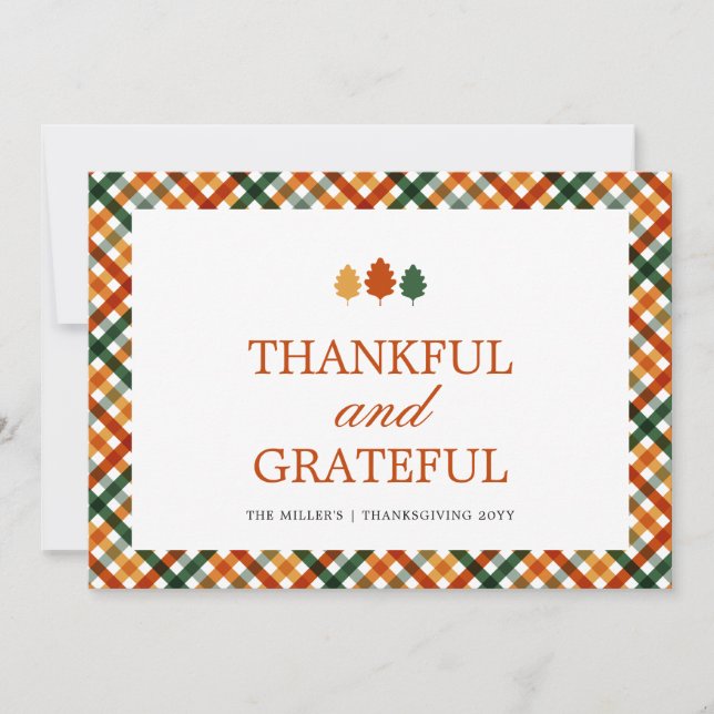 Custom Modern Thankful Grateful Erntedank Card Dankeskarte (Vorderseite)