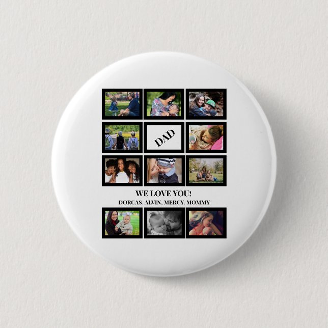 Custom Modern Vater Vathers Day 11 FotoCollage Button (Vorderseite)