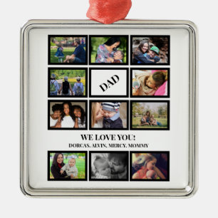 Custom Modern Vater Vathers Day 11 FotoCollage Ornament Aus Metall
