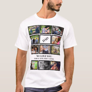 Custom Modern Vater Vathers Day 11 FotoCollage T-Shirt