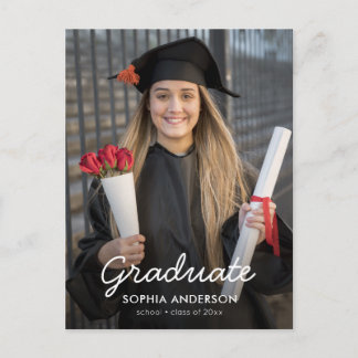 Custom Modern Vertical Photo Graduation Invitation Einladungspostkarte