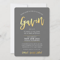 CUSTOM Moderne Bar Mitzvah für GAVIN Graues Imitat