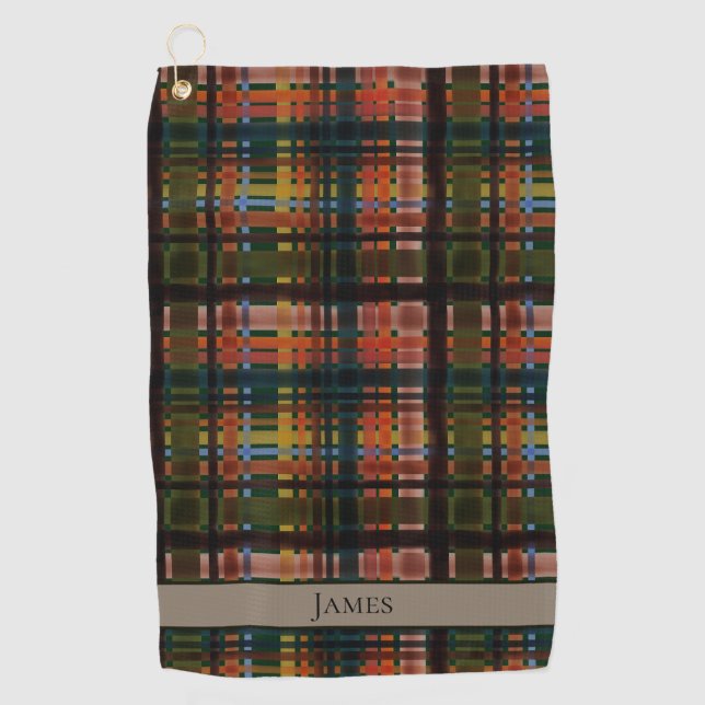 CUSTOM Moderne Mitte-des-Jahrhunderts Madras Golfhandtuch (Vorderseite)