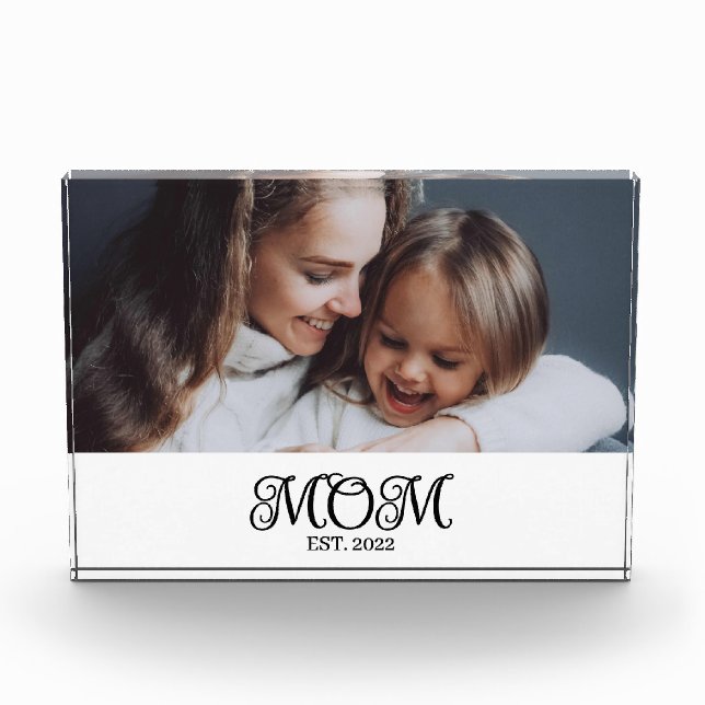 Custom Mom Established Modern Script Photo Block (Vorderseite)
