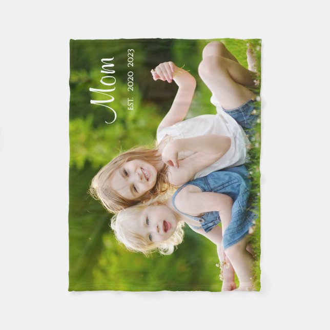Custom Mom Established Modern Script Photo Fleecedecke (Vorderseite)