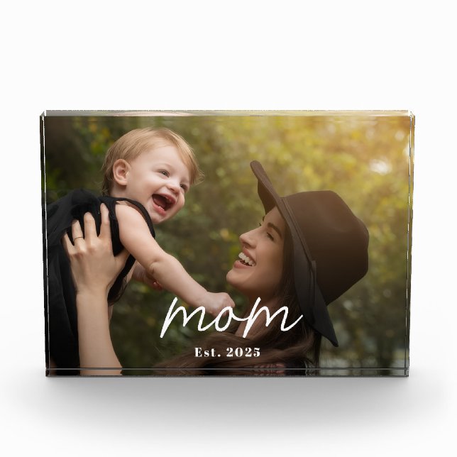 Custom Mom Established Modern Script Photo Fotoblock (Vorderseite)