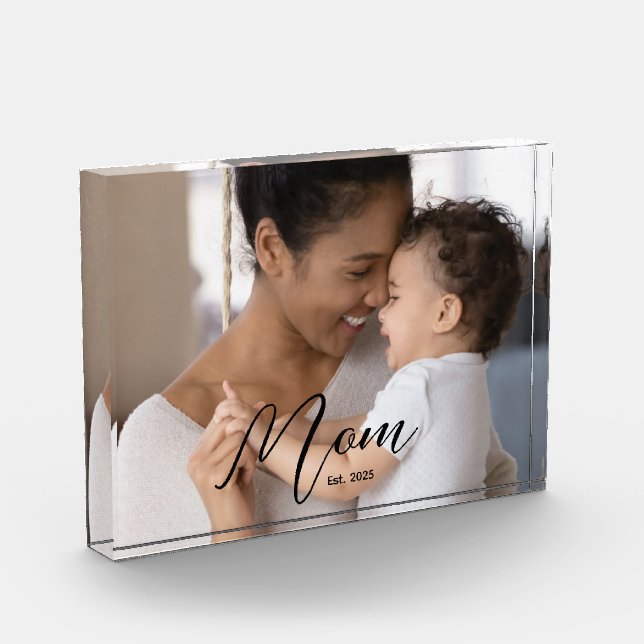 Custom Mom Established Modern Script Photo Fotoblock (Links)