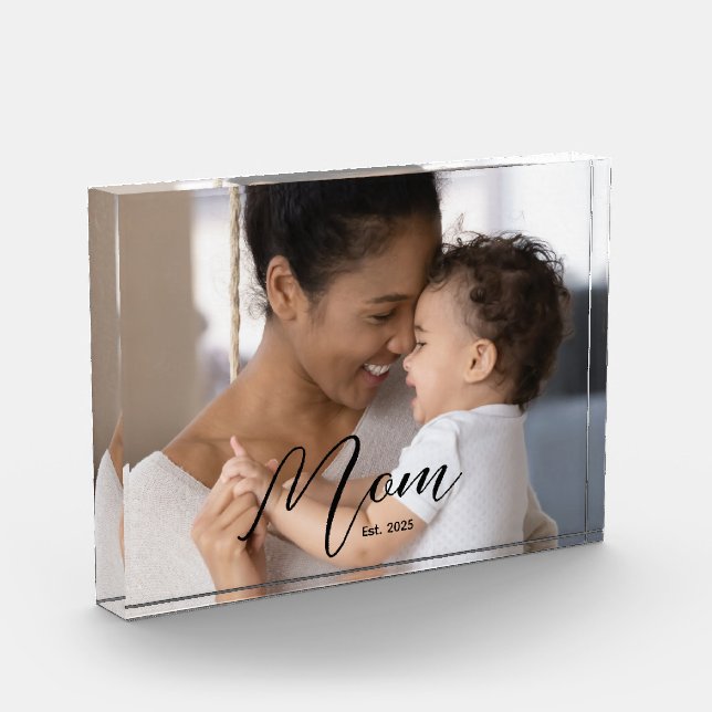 Custom Mom Established Modern Script Photo Fotoblock (Links)