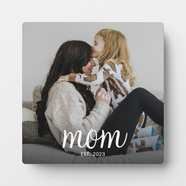 Custom Mom Established Modern Script Photo Fotoplatte (Vorderseite)