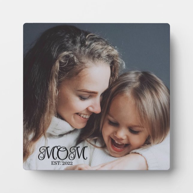 Custom Mom Established Modern Script Photo Fotoplatte (Vorderseite)