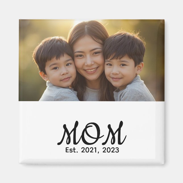 Custom Mom Established Modern Script Photo Magnet (Vorne)