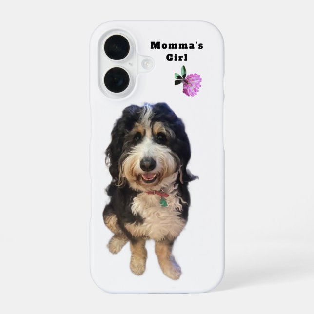 Custom “Momma’s Girl” Dog iPhone 16 Case Hülle (Rückseite)