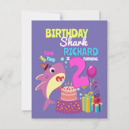 Custom Mommy Aunty Papa Daddy Shark Birthday Gesch Einladung